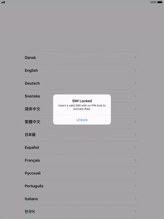 If your SIM is locked, press Unlock.