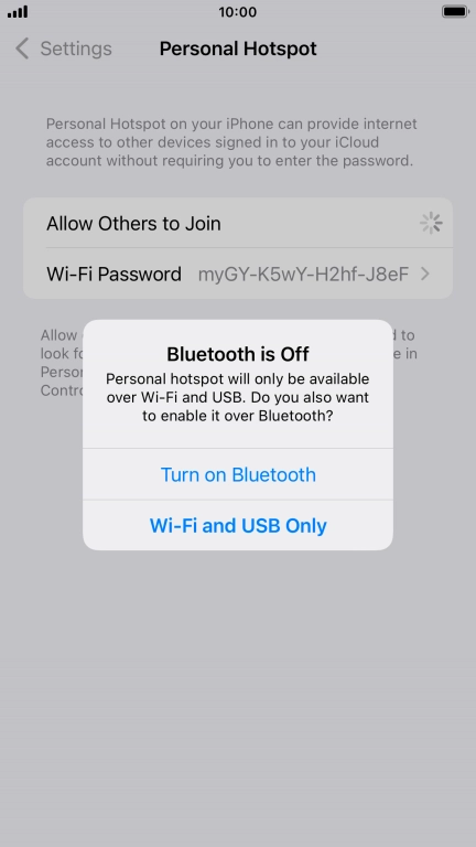 If Wi-Fi is turned on, press Wi-Fi and USB Only.