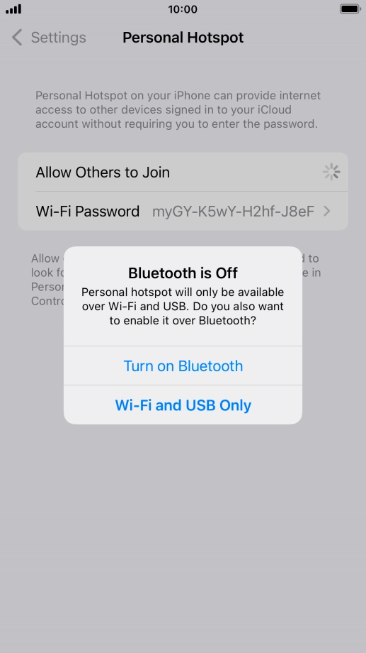 If Wi-Fi is turned on, press Wi-Fi and USB Only.