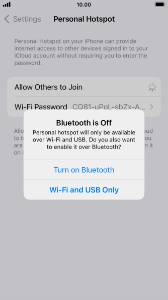 If Wi-Fi is turned on, press Wi-Fi and USB Only.