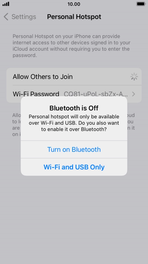 If Wi-Fi is turned on, press Wi-Fi and USB Only.