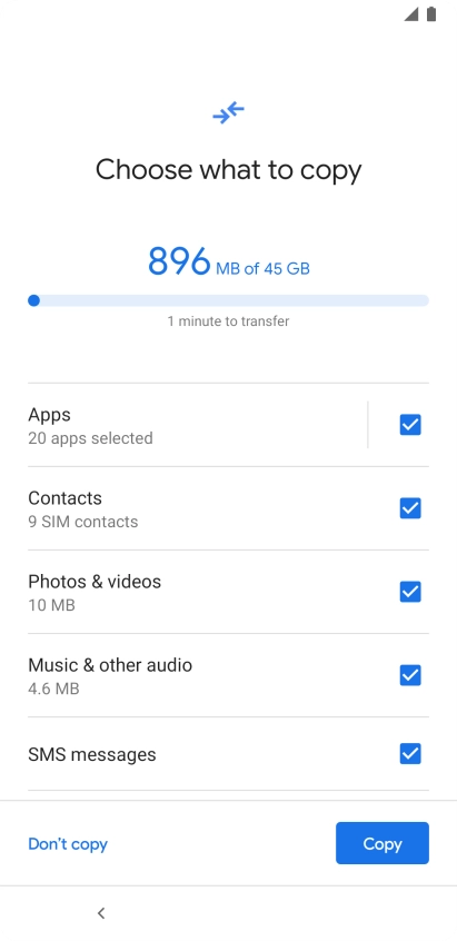Press the fields next to the required data types.