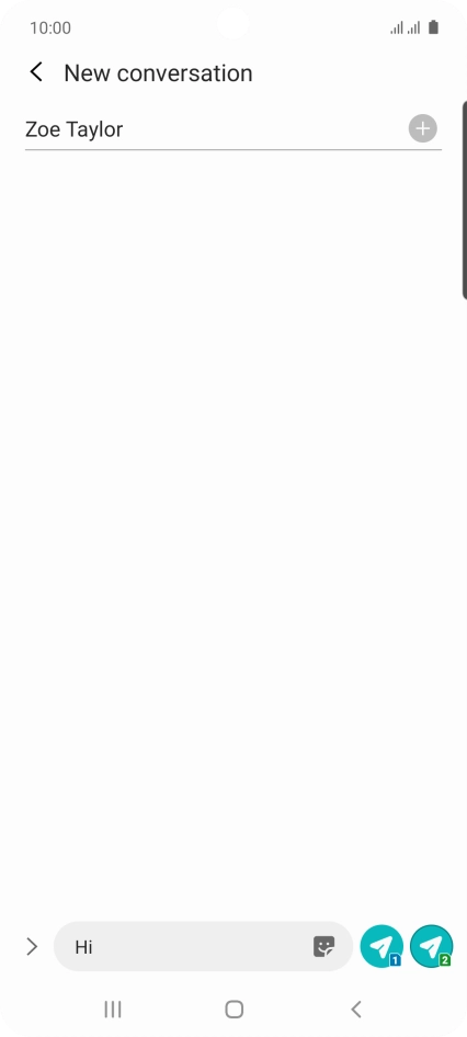 Press the send icon next to the required SIM when you've written your text message.
