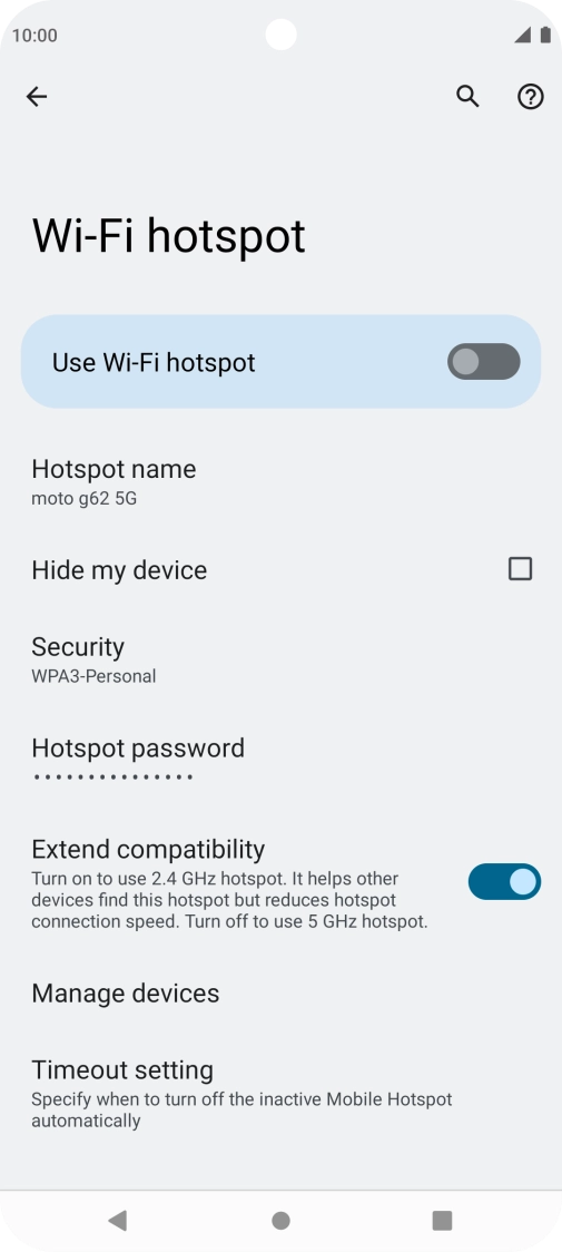 Press Hotspot password and key in the required password.