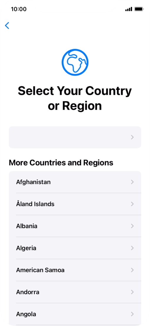 Press the required country or area.