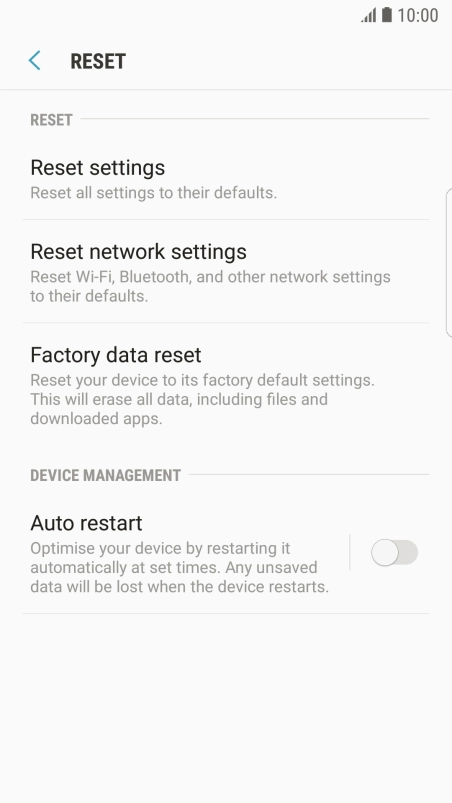 Press Factory data reset.