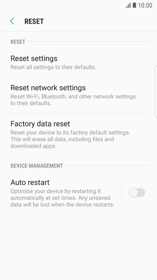 Press Factory data reset.