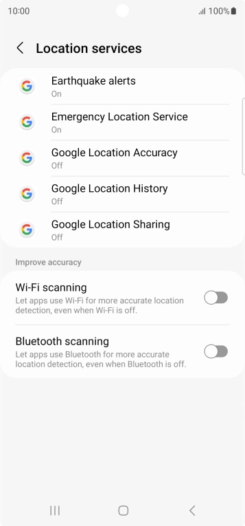 Press Google Location Accuracy.