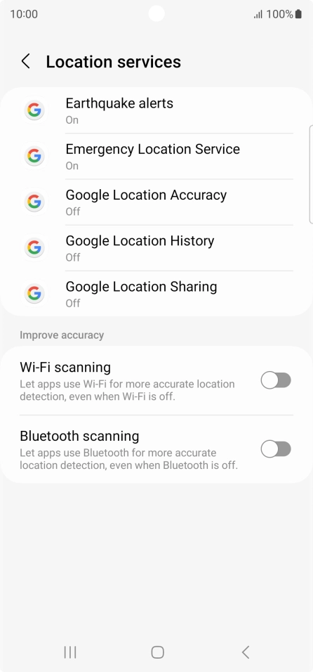 Press Google Location Accuracy.