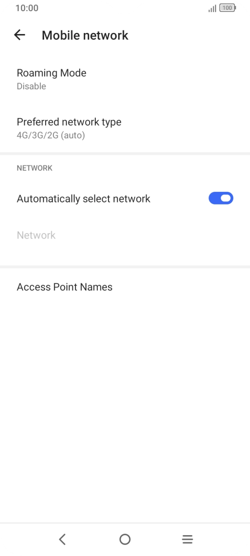 Press Preferred network type.