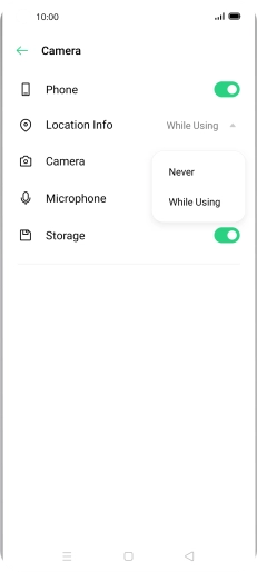 Press the required setting.