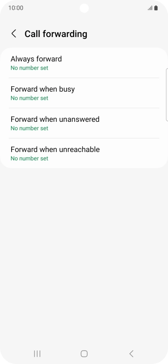 Press the required divert type.