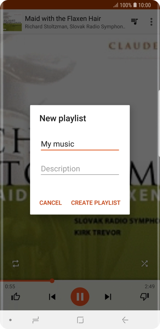 Key in a name for the playlist and press CREATE PLAYLIST.