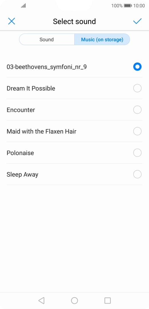 Once you've found a ring tone you like, press the confirm icon.