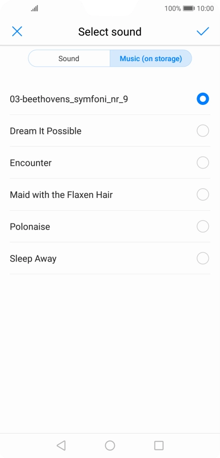 Once you've found a ring tone you like, press the confirm icon.
