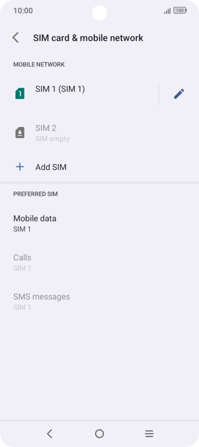 Press the name of the SIM.