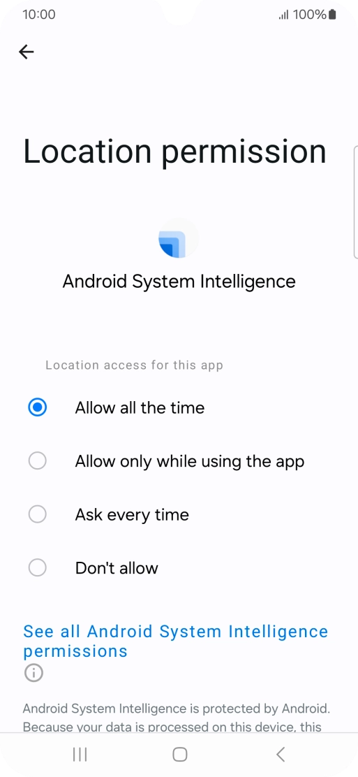 Press the required setting.