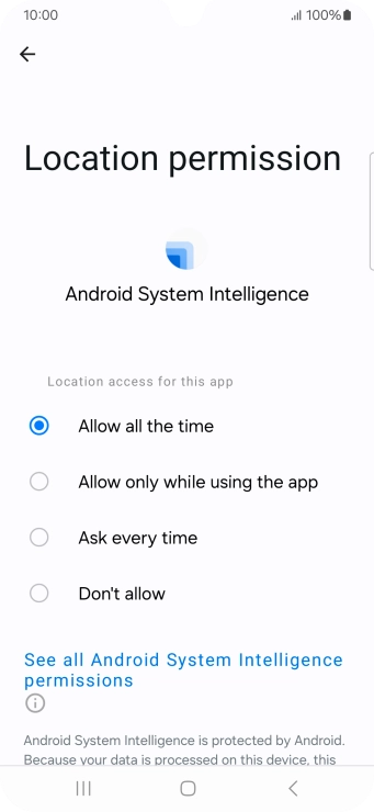 Press the required setting.