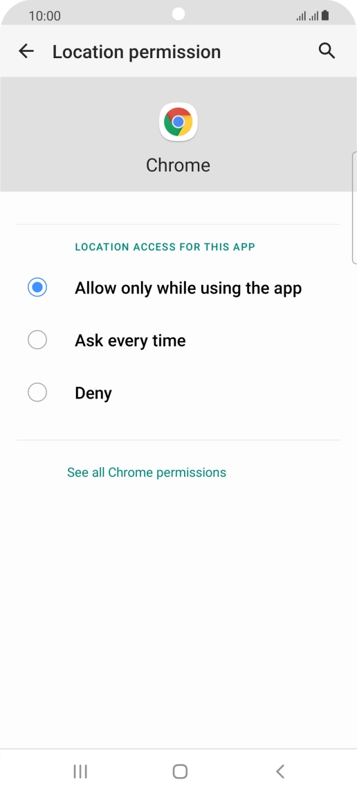 Press the required setting.