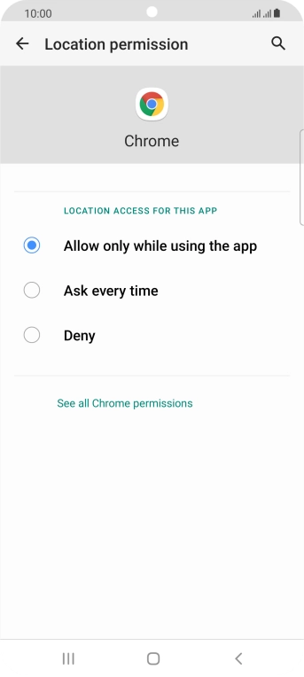 Press the required setting.