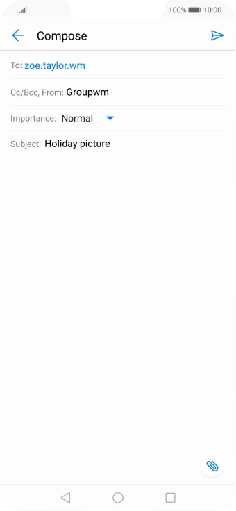 Press the text input field and write the text for your email.