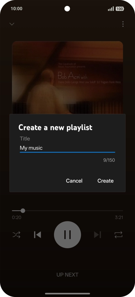 Key in a name for the playlist and press Create.