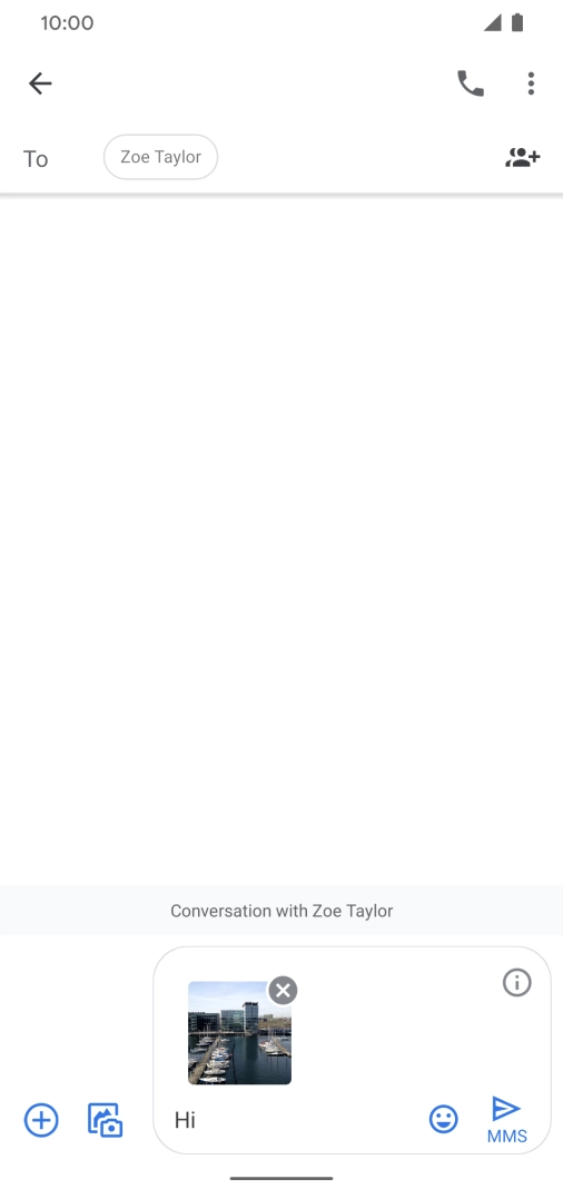 Press the send icon when you've finished your MMS.