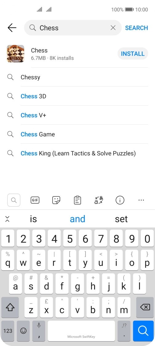 Key in the name or subject of the required app and press the search icon.