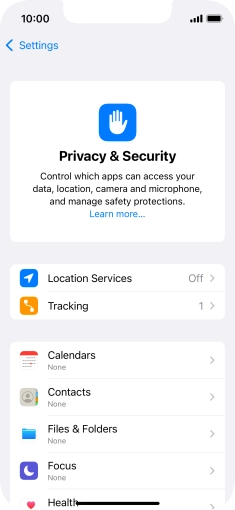 Press Location Services.