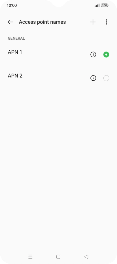 Press the field next to the data connection to activate it.