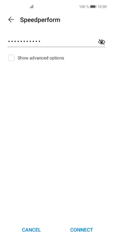 Key in the password for the Wi-Fi network and press CONNECT.