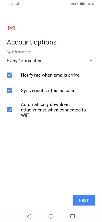 If this screen is displayed, you email account has been recognised and set up automatically. Follow the instructions on the screen to key in more information and finish setting up your phone.