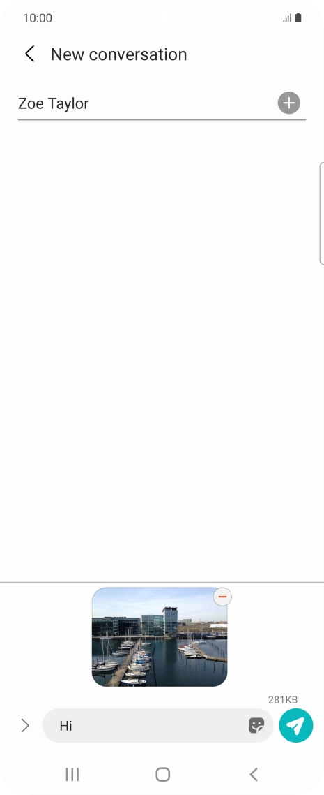 Press the send icon when you've finished your MMS.