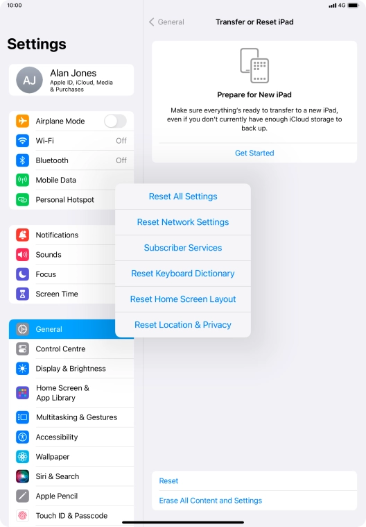 Press Reset All Settings.