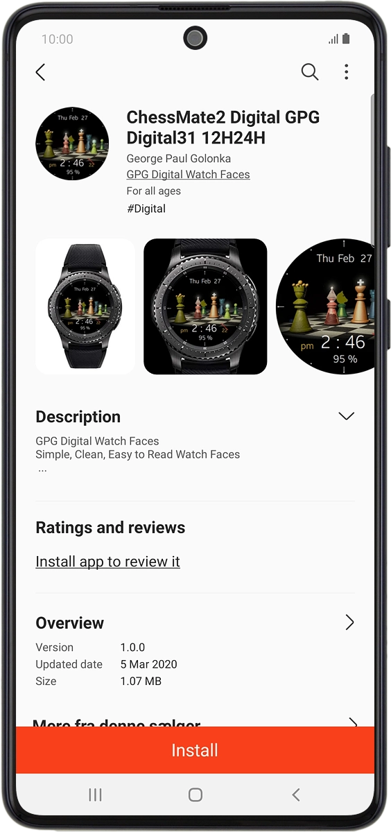 On your phone: Press Install and follow the instructions on the screen to install the app.