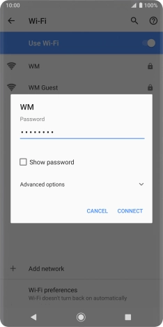 Key in the password for the Wi-Fi network and press CONNECT.