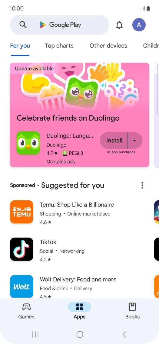 Press the profile icon.