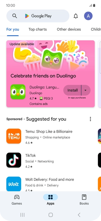 Press the profile icon.