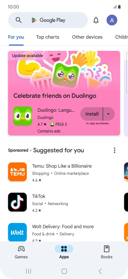 Press the profile icon.