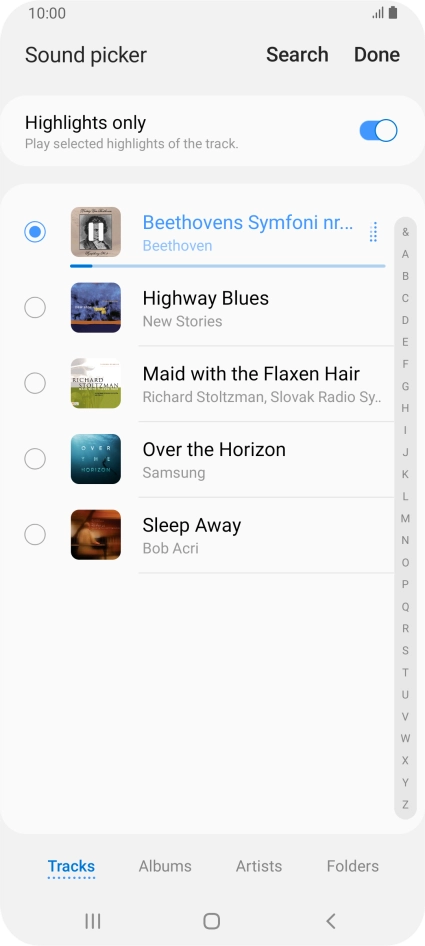 Once you've found a ring tone you like, press Done.