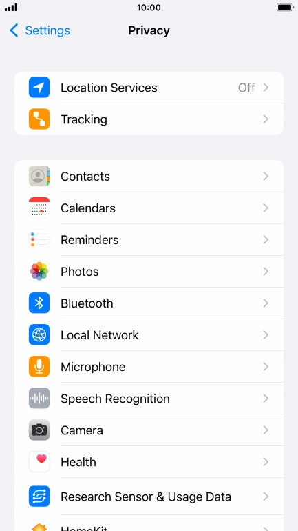 Press Location Services.