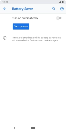 Press Turn on now to turn on the function.