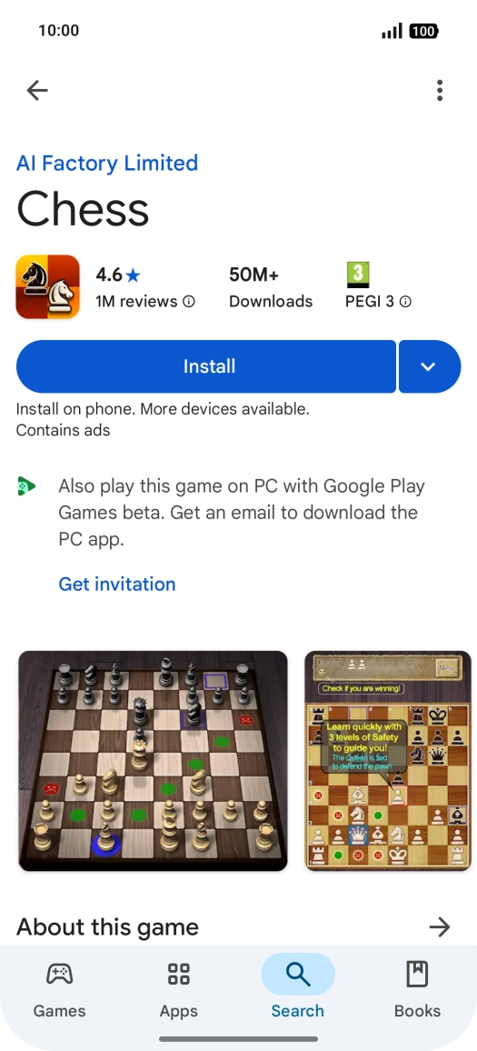 Press Install and follow the instructions on the screen to install the app.