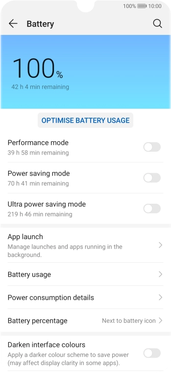 Press the indicator next to the required setting to turn on the function.