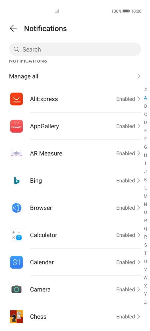 Press the required app.