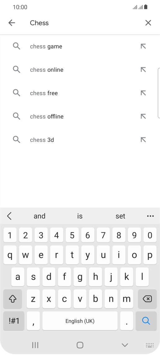 Key in the name or subject of the required app and press the search icon.