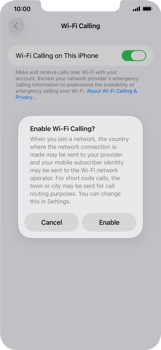 If you turn on the function, press Enable.