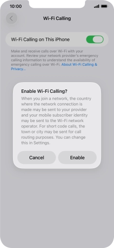 If you turn on the function, press Enable.