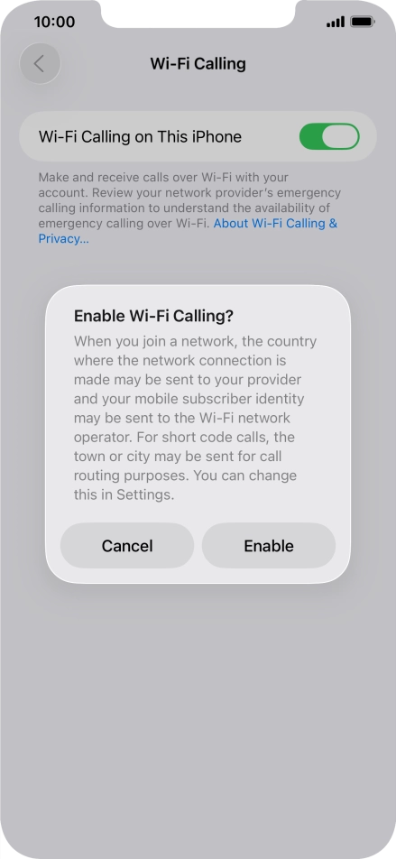 If you turn on the function, press Enable.