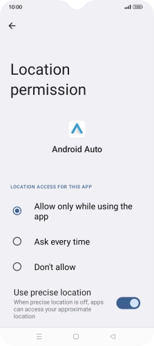 Press the required setting.